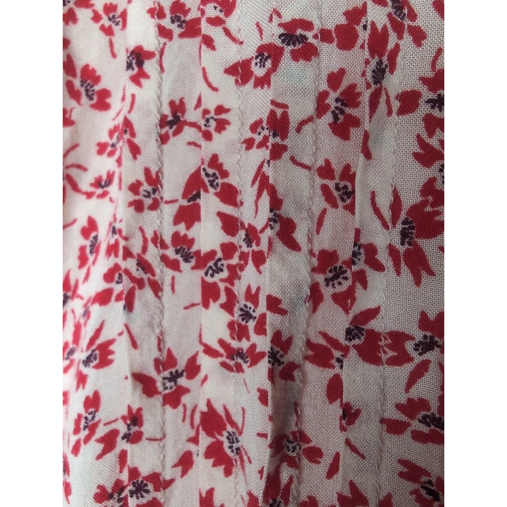 Free People Pink Red Floral Boho Mini Dress Oversized Rayon Tunic Size Small - Picture 7 of 12